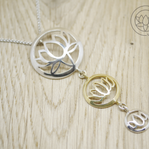Lotus Flower 3 Part Silver Pendant