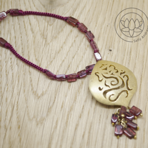 22ct gold plated Ganesh and Garnet Necklace