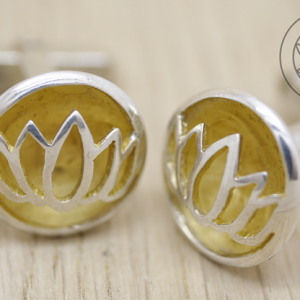 Medium silver lotus domed cufflinks