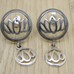 Double Drop Lotus Stud Earrings