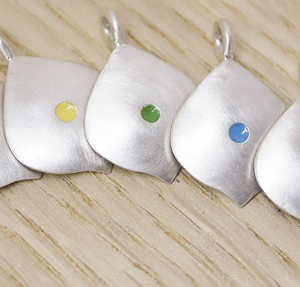 Nadi Chakra Enamel Silver Pendant (size 5) with curb chain