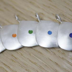 Nadi Silver Chakra enamel pendant (size 6) with curb chain