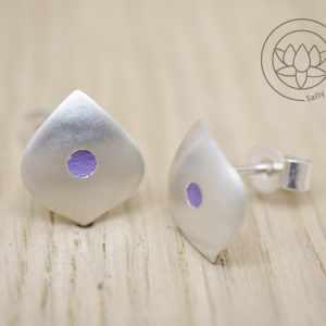 Nadi Chakra Enamel Silver Medium Stud earrings (size 3)