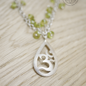 Silver OM Peridot and Silver Necklace