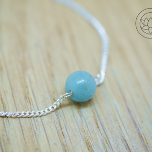 Amazonite single  bead gemstone delicate necklace on silver curb chain.