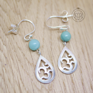 Amazonite and Silver OM drop earrings