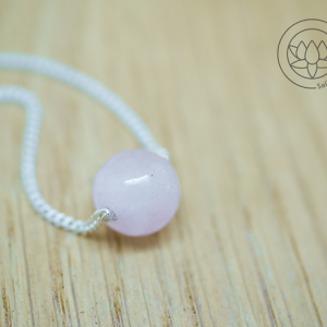 Rose Quartz single gemstone delicate necklace on a diamond curb chain.
